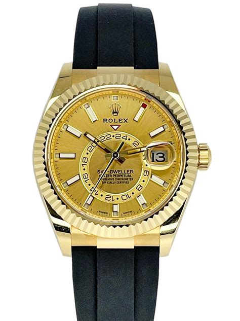 rolex sky dweller gold oysterflex|Rolex Sky-Dweller gold watch.